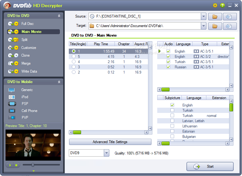 Programm DVDFab HD Decrypter 1