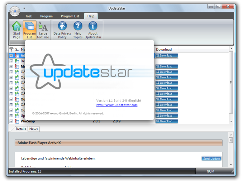 Programm UpdateStar 2