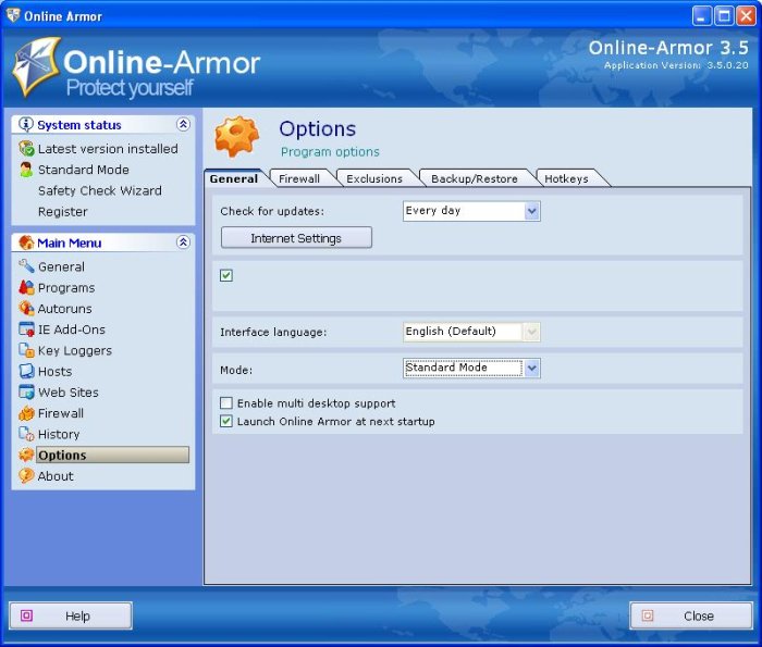 Programm Online Armor 2