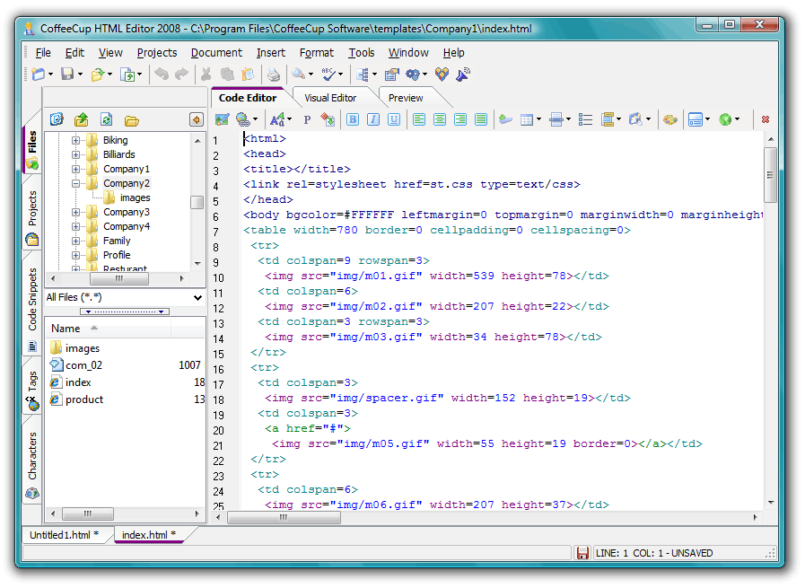 Programm CoffeeCup HTML Editor 1
