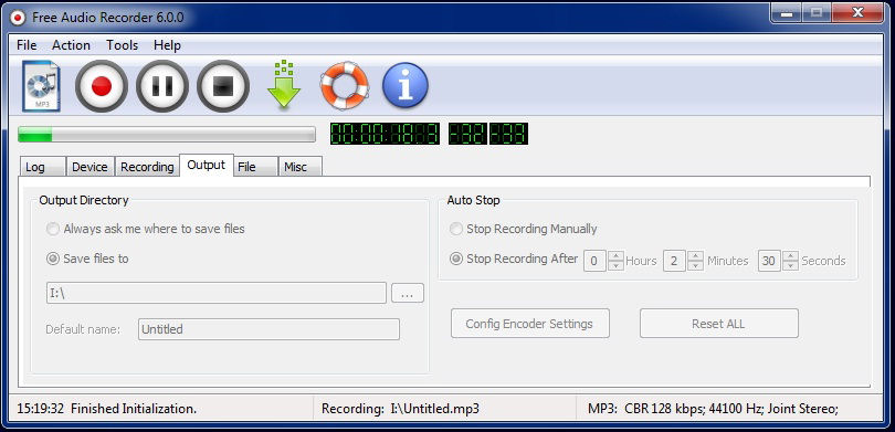 Programm Free Audio Recorder 1