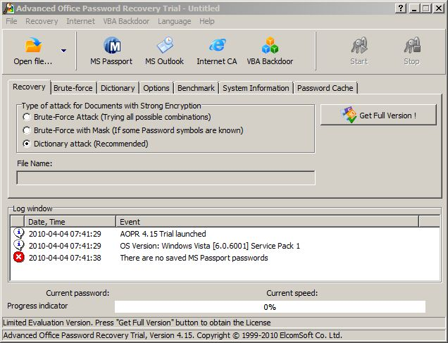 Programm Advanced Office Password Recovery 1