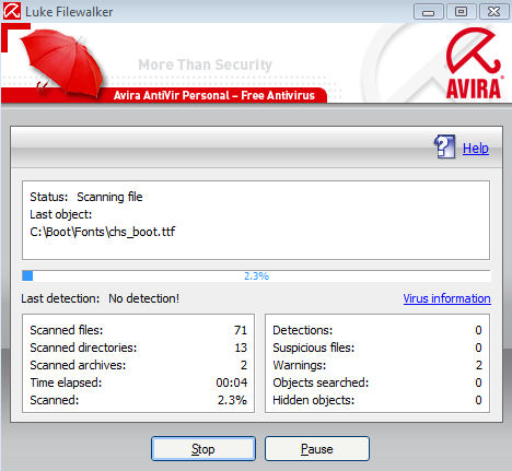 Programm Avira AntiVir Personal - FREE Antivirus 4